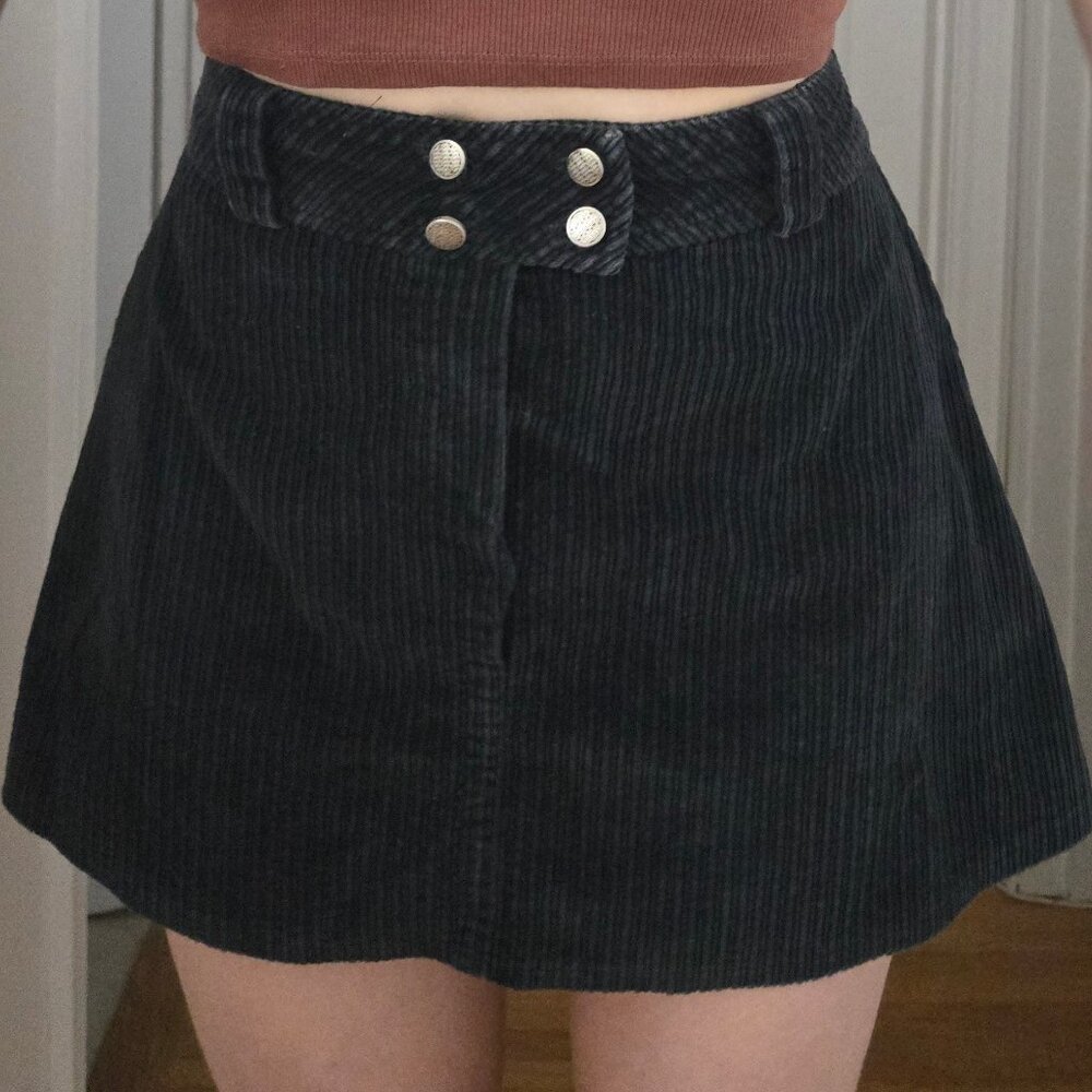 Vintage Coorduroy Black Mini Skirt